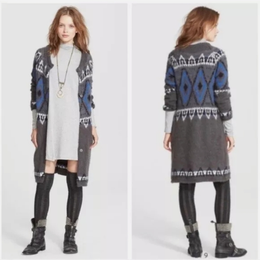 Free People Frosted fair isle mohair blend cardigan - like new